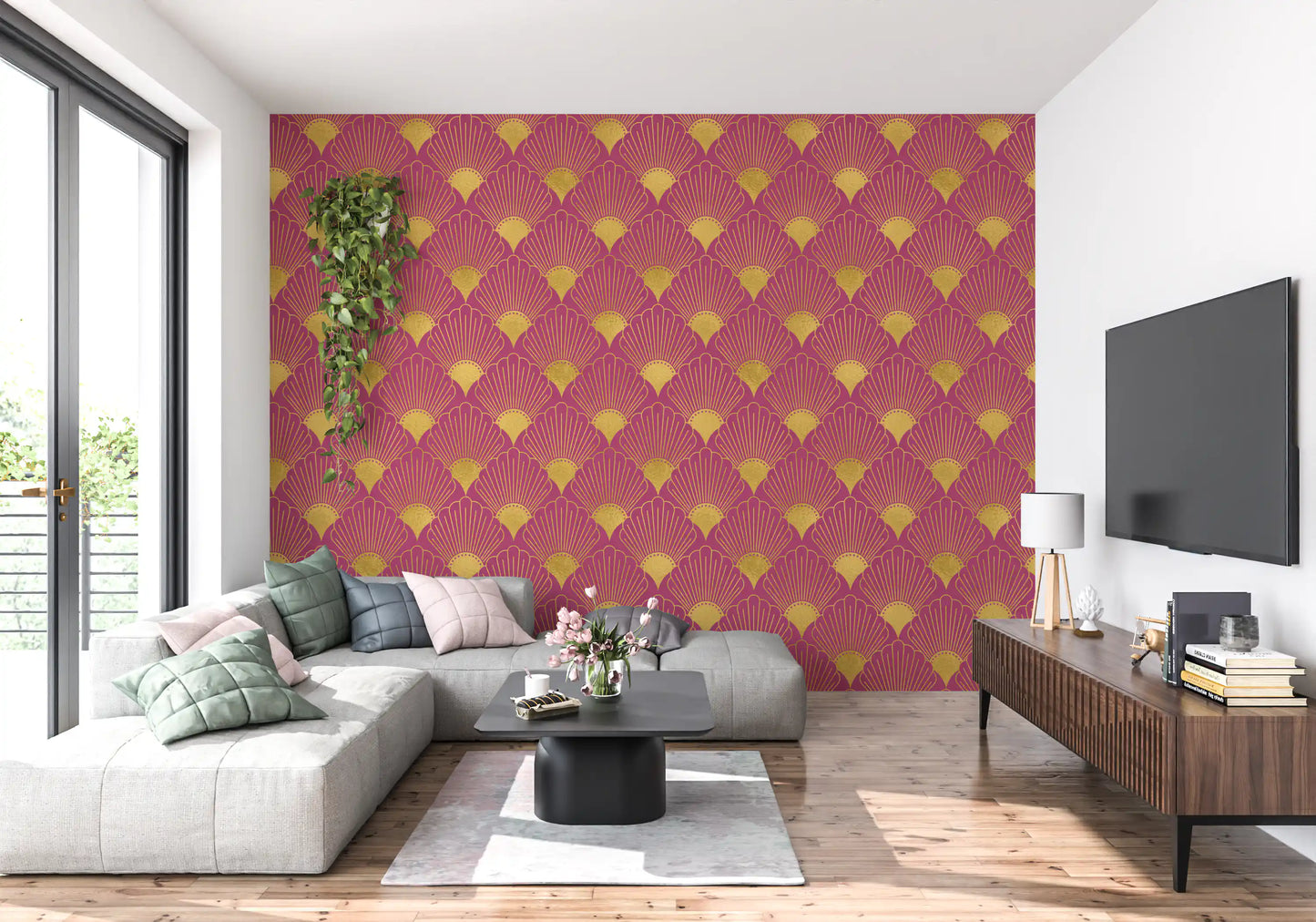 Tapet Gatsby Glamour Art Deco cu evantai