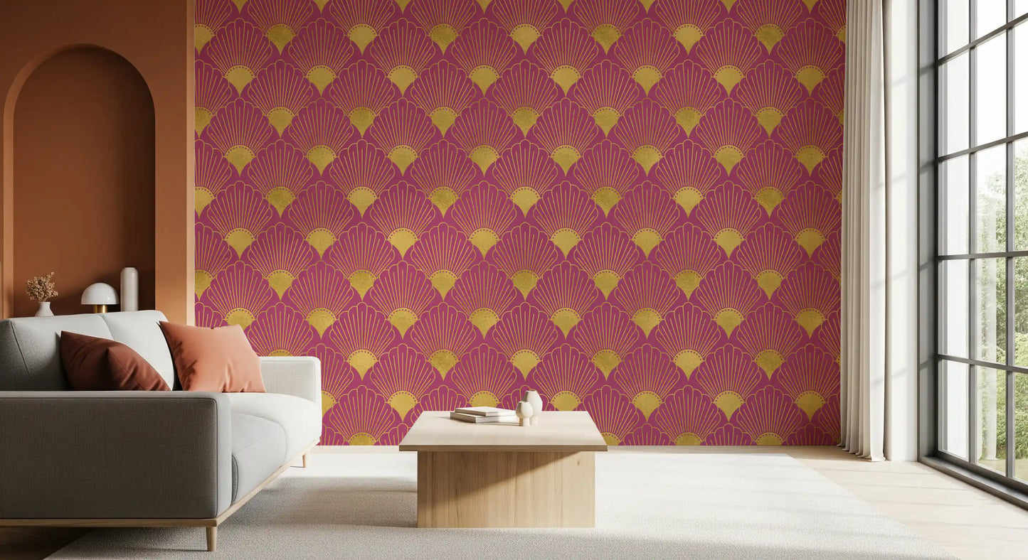 Tapet Gatsby Glamour Art Deco cu evantai