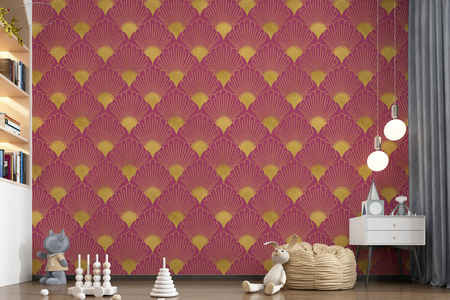 Tapet Gatsby Glamour Art Deco cu evantai