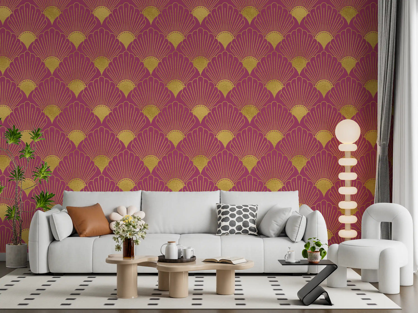 Tapet Gatsby Glamour Art Deco cu evantai