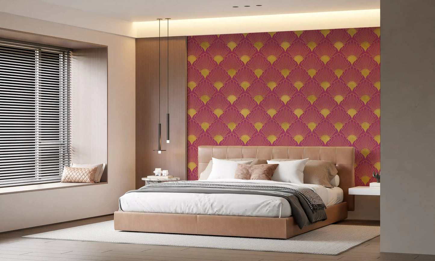 Tapet Gatsby Glamour Art Deco cu evantai