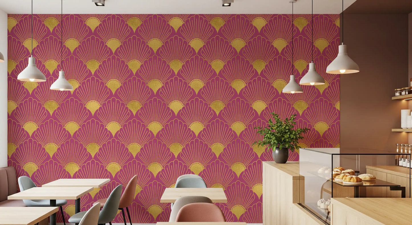Tapet Gatsby Glamour Art Deco cu evantai