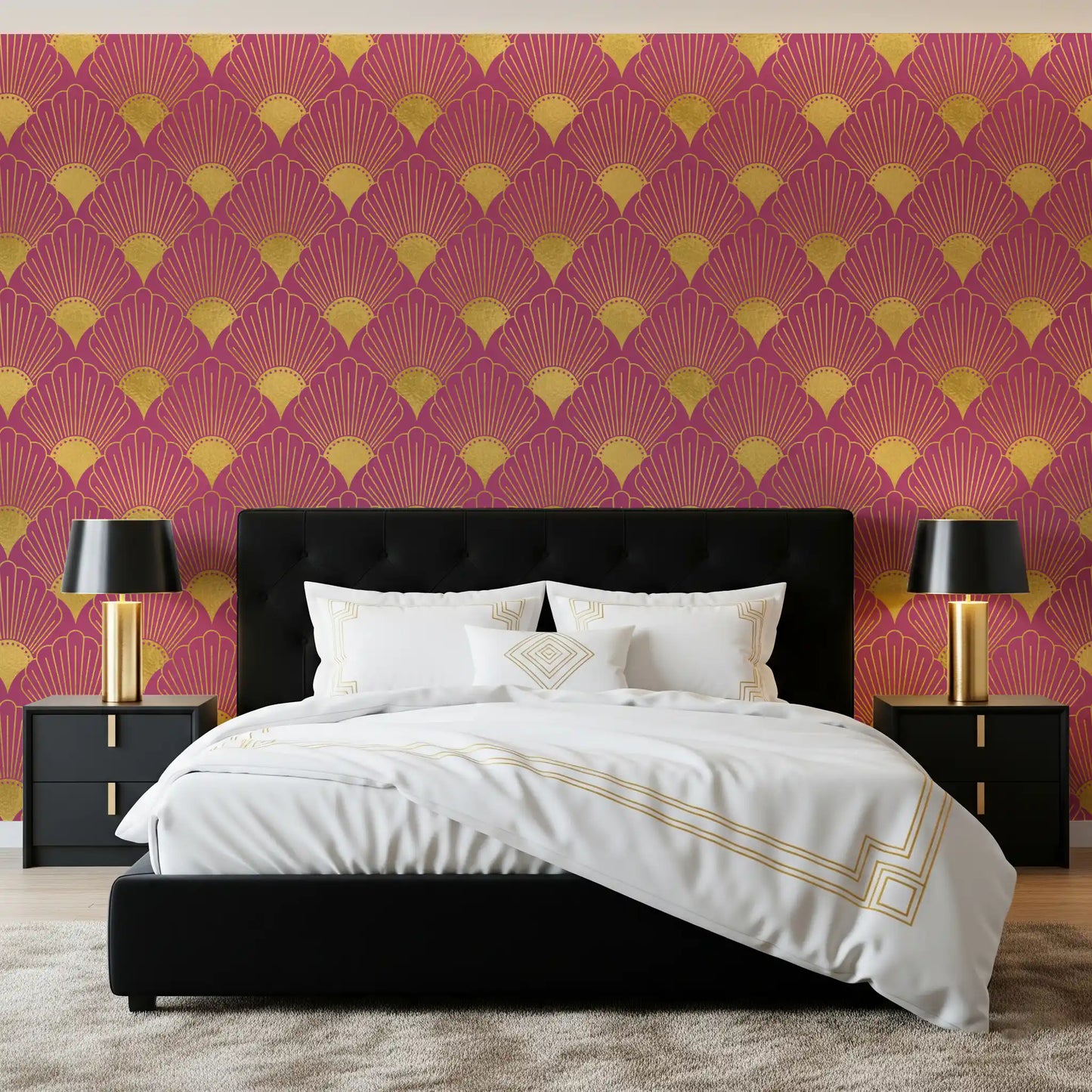 Tapet Gatsby Glamour Art Deco cu evantai