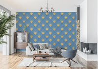 Art Deco gyldne vifter kongeblåt tapet tapet⁠
