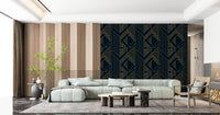 Luxurious Navy and Gold Art Deco Geometric Wallpaper