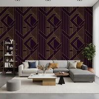 Gatsby Glamour Art Deco Violett & Gold Tapete
