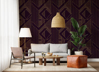 Gatsby Glamour Art Deco Violett & Gold Tapete