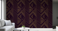 Gatsby Glamour Art Deco Violett & Gold Tapete