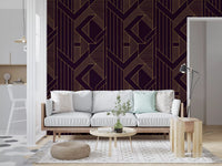 Gatsby Glamour Art Deco Violett & Gold Tapete