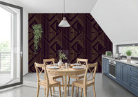 Gatsby Glamour Art Deco Violett & Gold Tapete