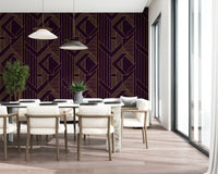 Gatsby Glamour Art Deco Violett & Gold Tapete
