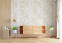 Deco Lines Gold and White Geometric Wall Art Wallpaper⁠
