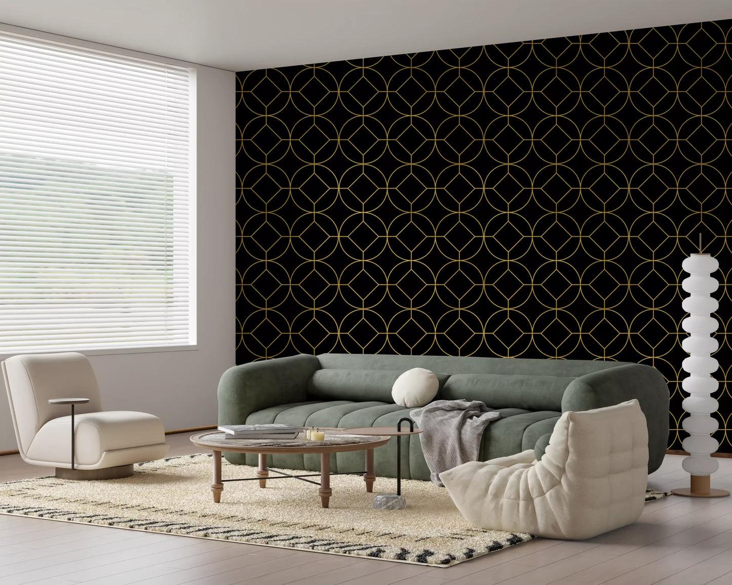 Golden Gatsby Art Deco Geometric Wallpaper