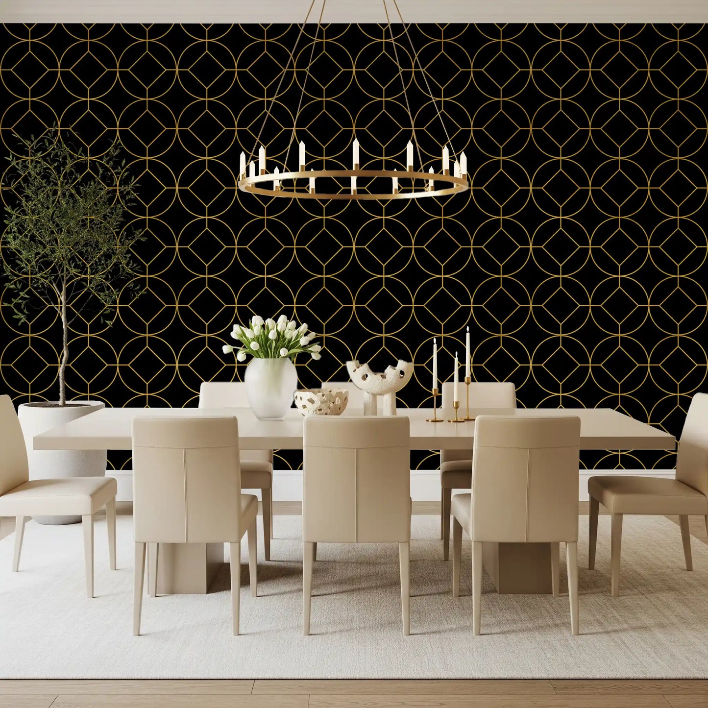 Golden Gatsby Art Deco Geometric Wallpaper