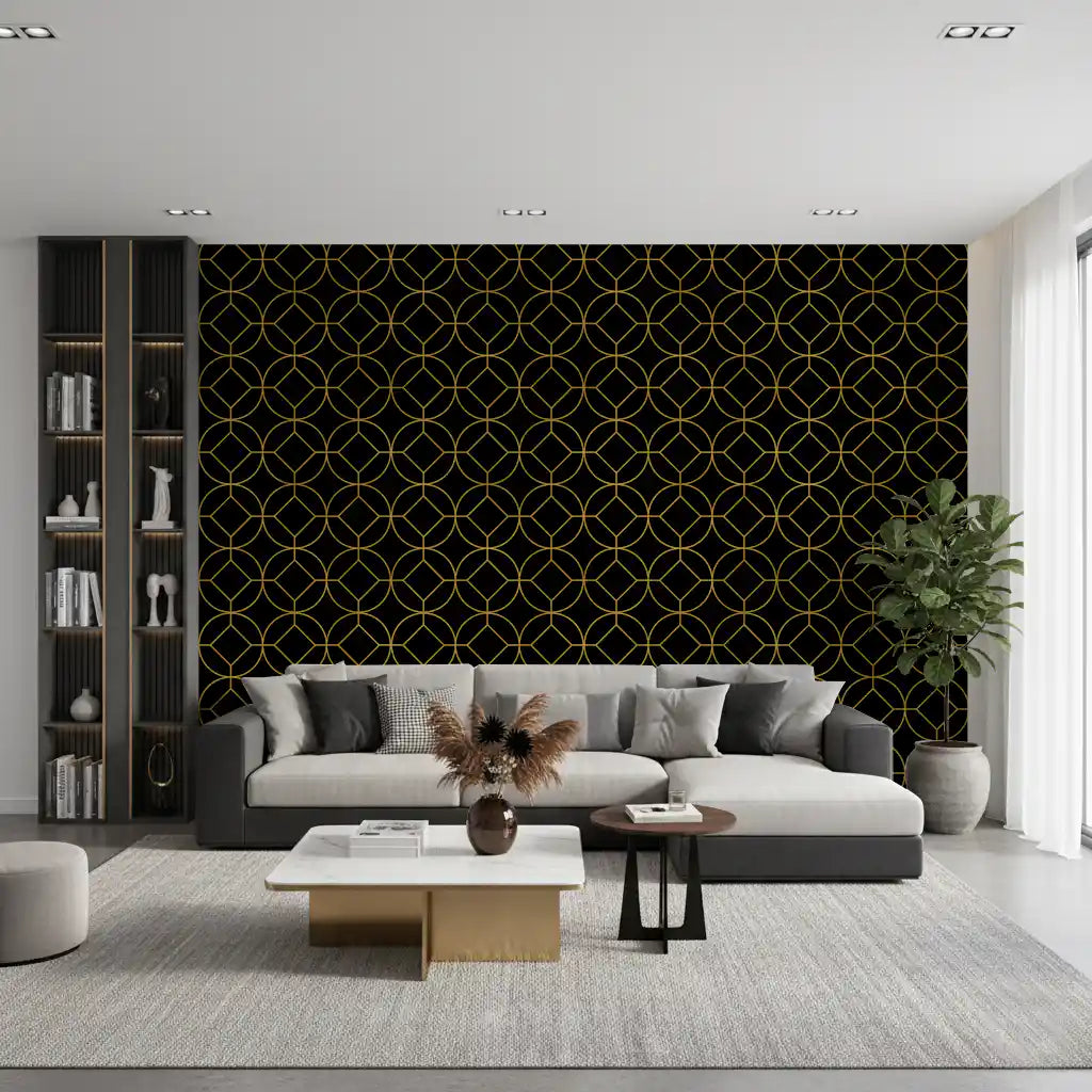 Golden Gatsby Art Deco Geometric Wallpaper