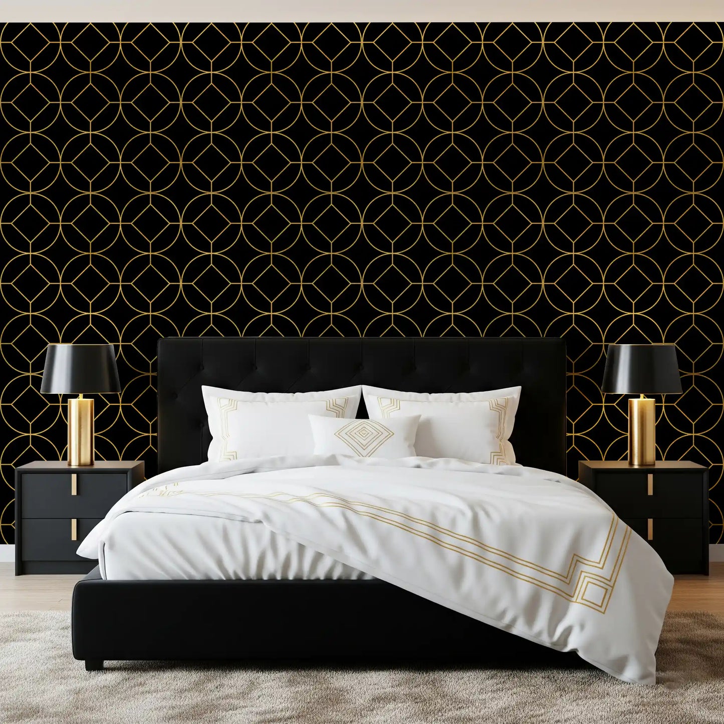 Golden Gatsby Art Deco Geometric Wallpaper
