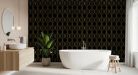 Artistic contrast layout using Art Deco Gold and Black Leaf Wallpaper visuals