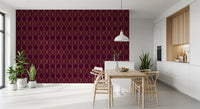 Luxury wall Elegant Burgundy and Gold Art Deco Leaf Wallpaper burgundy floral art