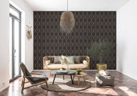 Living room Elegant Golden Leaf Art Deco Wallpaper look