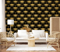 Living room Black Gold Crane Art Deco Wallpaper gold bird design