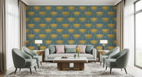 Subtle structured wallpaper crane gold tonal background