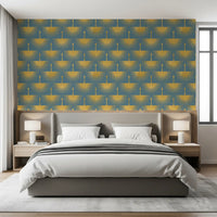 Bedroom area Modern Art Deco wall design duck egg blue bird illustration