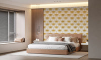 Modern gold crane wallpaper Luxury Crane Sunburst Wallpaper
