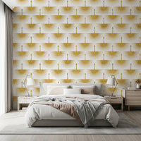 Structured gold pattern Luxury Crane Sunburst Wallpaper wall