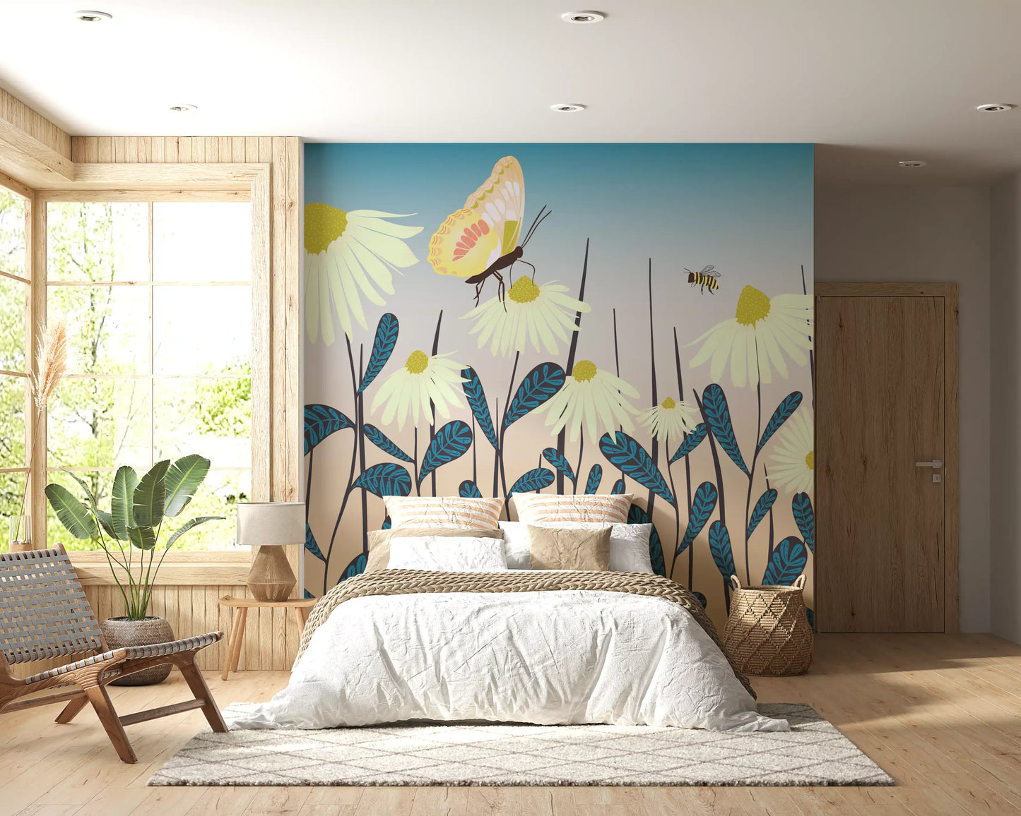 Sunny Day Daisy Garden Vægmural Vægmural
