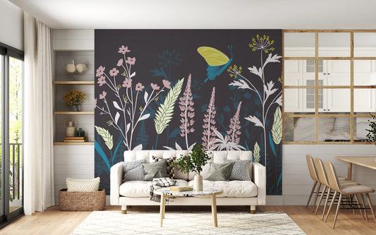 Pictură murală de perete Pajiște Botanică Amurg Fermecat