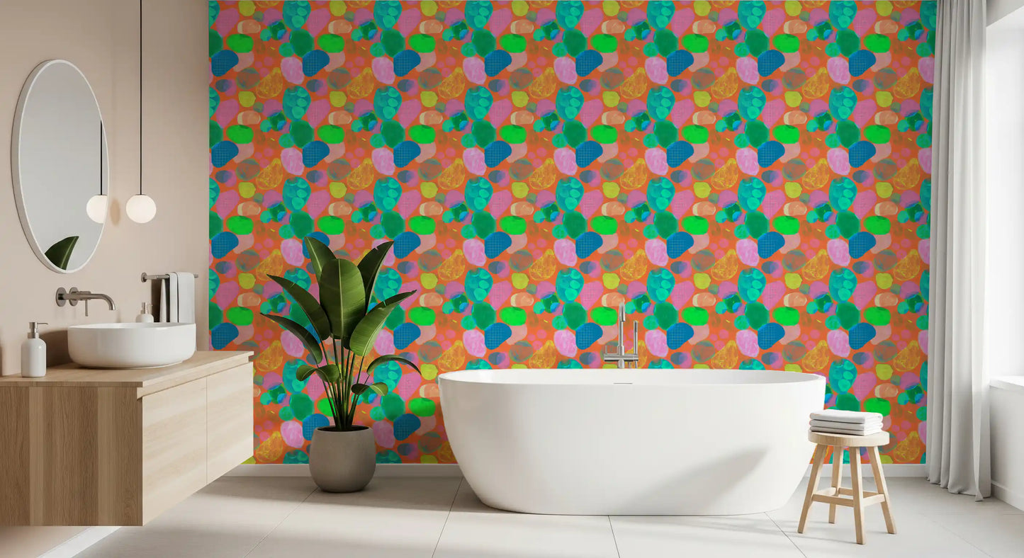 Retro Terrazzo Pop -abstrakti tapetti