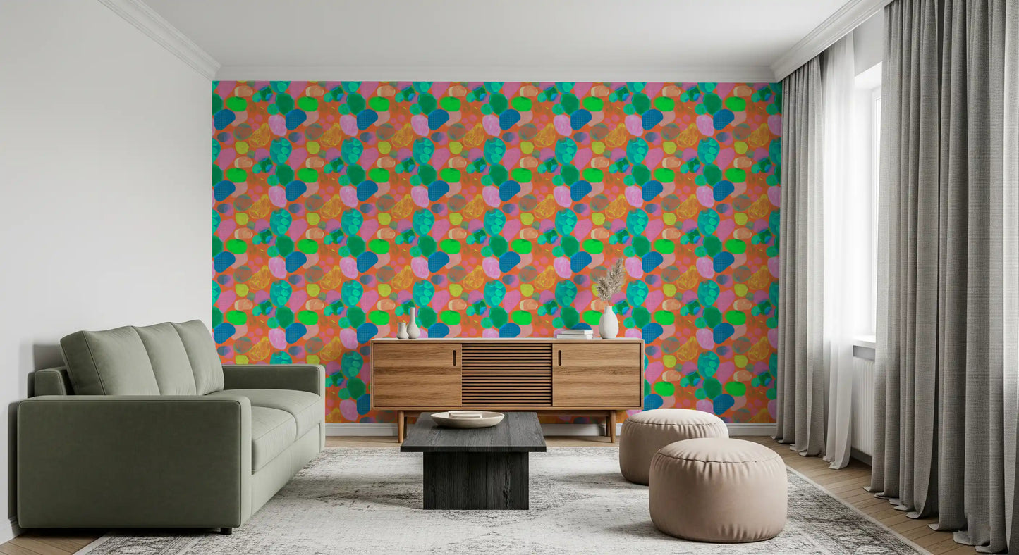 Retro Terrazzo Pop -abstrakti tapetti