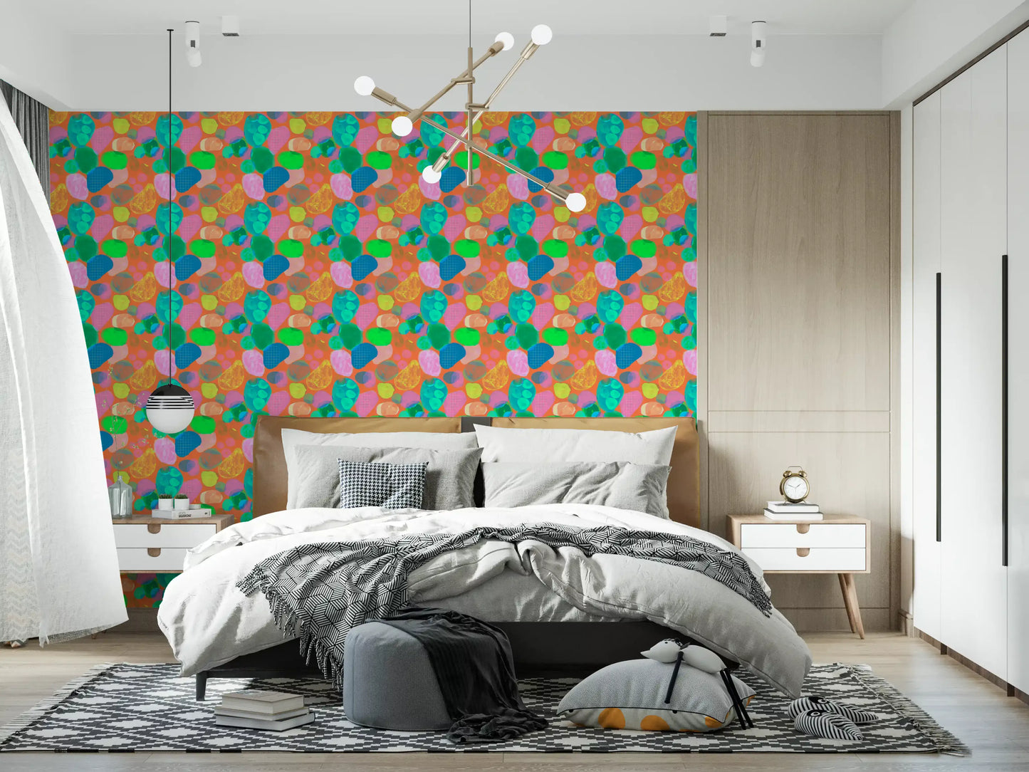 Retro Terrazzo Pop -abstrakti tapetti