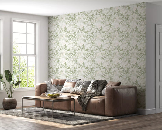 Whispering Sage Leaves & Blush Berries Wallpaper⁠