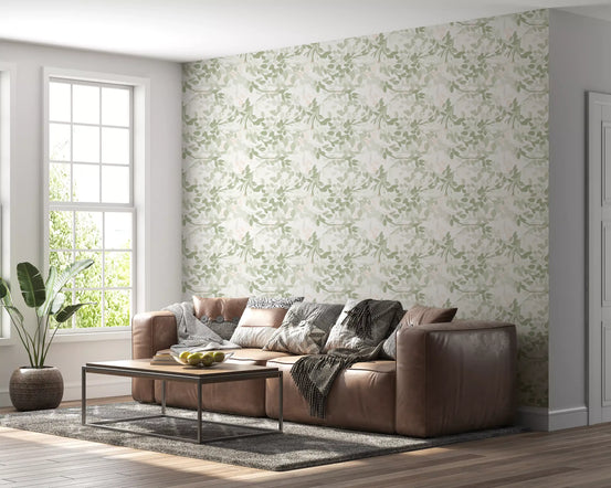 Whispering Sage Leaves & Blush Berries Wallpaper⁠