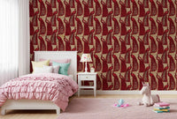 Crimson Elegance Påfugle Tapet