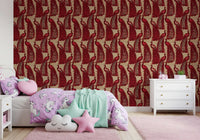 Crimson Elegance Påfugle Tapet