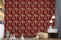 Crimson Elegance Påfugle Tapet