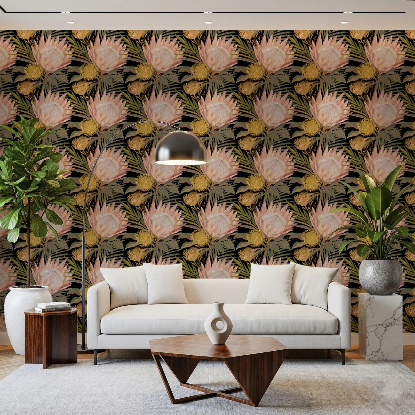 Tapete Mitternachts-Protea und Goldene Palme
