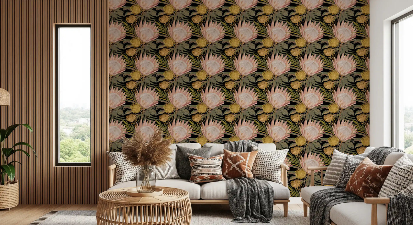 Tapete Mitternachts-Protea und Goldene Palme