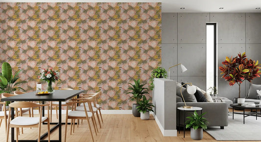 King Protea and Pincushion Botanical Wallpaper