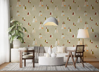 Sand Beige Mid Century Sailboats Wallpaper Wallpaper⁠