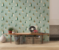 Seafoam Green Mid Century Sailboats Wallpaper Wallpaper⁠
