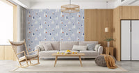 Tapeta Żaglówki w Stylu Mid Century w Kolorze Nadmorskiego Błękitu