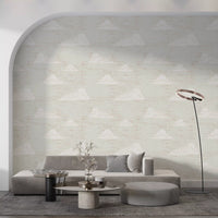 Flødefarvet Mid Century Sky med Skyer Tapet⁠