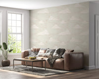 Flødefarvet Mid Century Sky med Skyer Tapet⁠