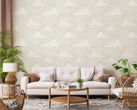 Flødefarvet Mid Century Sky med Skyer Tapet⁠