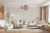 Flødefarvet Mid Century Sky med Skyer Tapet⁠