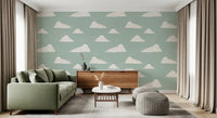 Light Sage Mid-Century Wolkenhimmel Tapete