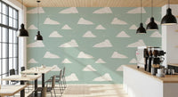 Light Sage Mid-Century Wolkenhimmel Tapete